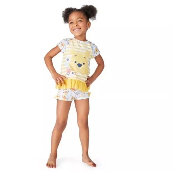 Toddler Girls Disney Store Winnie the Pooh Rashguard Swim Set Swimsuit 2 Pc - 5T - Picture 1 of 3